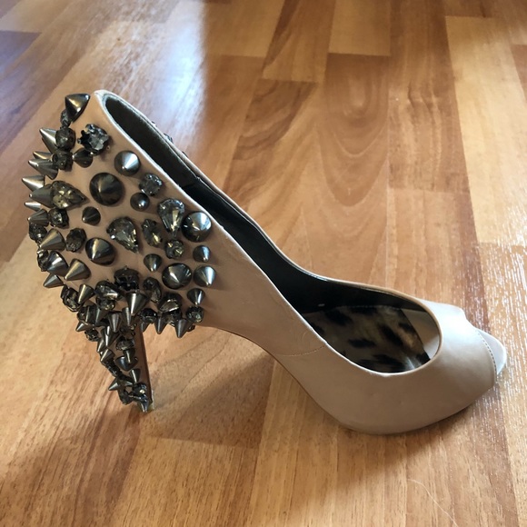 Sam Edelman Shoes - Sam Edelman Nude Studded Open Toe Heel